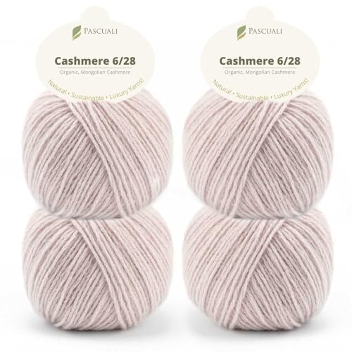 Pascuali Bio Cashmere 6/28. Strickwolle aus 100% Kaschmirwolle Wolle zum Stricken und Häkeln, 4 Knäuel - 100 g - Farbe:Rosenquarz 10 von Pascuali