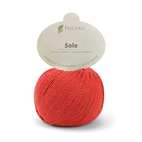 Pascuali Sole | Strickwolle aus 90% Baumwolle (Pima), 10% Kaschmirwolle, zum Stricken und Häkeln, Farbe:Koralle 65 von Pascuali
