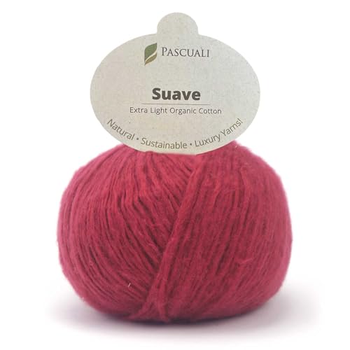 Pascuali Suave | Strickwolle aus 100% Bio Baumwolle, zum Stricken und Häkeln, Farbe:Bordeaux 82 von Pascuali