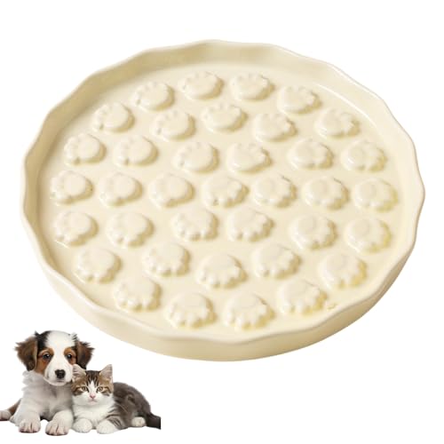 Pasdrucn 17.9x2cm Keramik Antischlingnapf Hunde Klein, Anti Schling Napf Katzen Keramik Antischlingnapf Katze, Anti Schling Napf Hundenapf Futternapf Für Katzen Und Hunde (Beige) von Pasdrucn