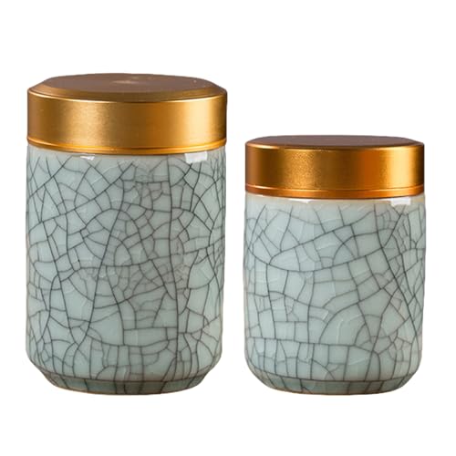 Pasdrucn 2 Stück Kleiner Keramischer Matcha-Behälter, Matcha Set, Keramik Teedose, Tragbarer Aufbewahrungsbehälter, 70ml+100ml Matcha Dose Aufbewahrung, Teedosen Für Losen Tee (Hellgrün,B) von Pasdrucn