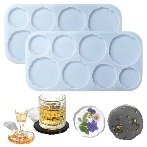Pasdrucn 2 Stück Untersetzer Epoxidharz Formen, Resin Silikonform Untersetzer Silikonformen Epoxidharz, Untersetzer Silikonform Epoxidharz Für DIY-Tassenmatten (B) von Pasdrucn