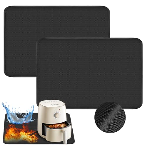 Pasdrucn 2Pcs Hitzebeständige Unterlage, Glasfasersilikon-Feuerschutzmatte Für Tischplatte Luftfritteuse, Küche Arbeitsplatte Hitzeschutzmatte, Feuerfeste Unterlage Kaffeemaschine, (40x60cm) von Pasdrucn