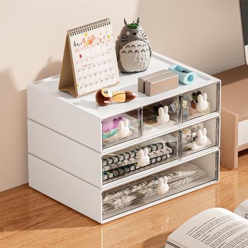 Pasdrucn 3 Lagen Schubladenbox Schreibtisch Organizer Schublad, Schubladenbox Aus Kunststoff, Schubladen Organizer Büro, Stifte Organizer, Organizer Schreibtisch, Desk Organizer (Weiß) von Pasdrucn