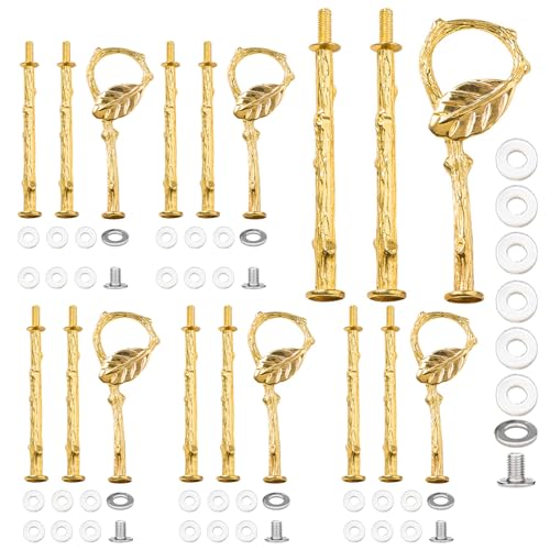 Pasdrucn 6 Pack Etageren Stangen Set, 3 Etagen Etagere Schwarz, Etagere Stangen, Etagere Bausatz Vintage Metallstange, Metallstangen Mittellochausstech, Hochzeitstorte Tortenständer (Gold) von Pasdrucn