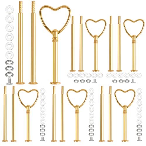 Pasdrucn 6 Pack Etageren Stangen Set, 3 Etagere Stangen, Etagere Bausatz Vintage Metallstange, Metallstangen Mittellochausstech, Etagen Etagere Schwarz, Hochzeitstorte Tortenständer (Gold) von Pasdrucn