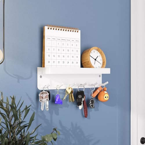Pasdrucn Magnetisch Schlüsselbrett Mit Ablage Und 6 Haken, Schlüsselhalter Schlüsselregal, Schlüsselbrett Magnetisch Mit Schrauben, Schlüsselhalter Wand Schlüsselboard Für Eingangsbereich (Weiß) von Pasdrucn