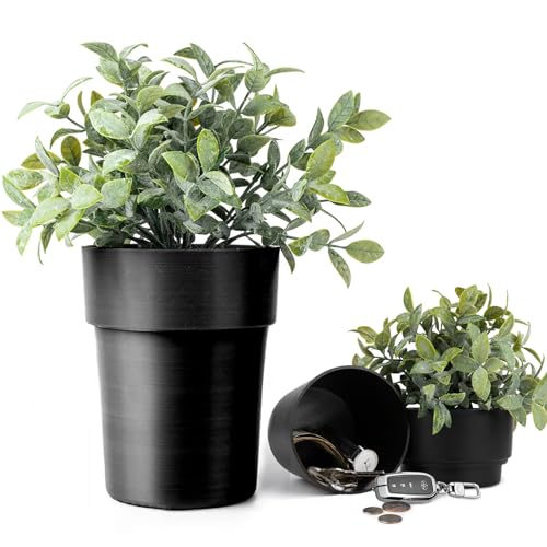 Pasdrucn Safe In Form Eines Blumentopfs, Schließbar Versteckte Blumenkiste, Geheimversteck Geld, Creative Flower Pot Stash Box, Schlüssel Und Andere Wertsachen (Schwarz) von Pasdrucn