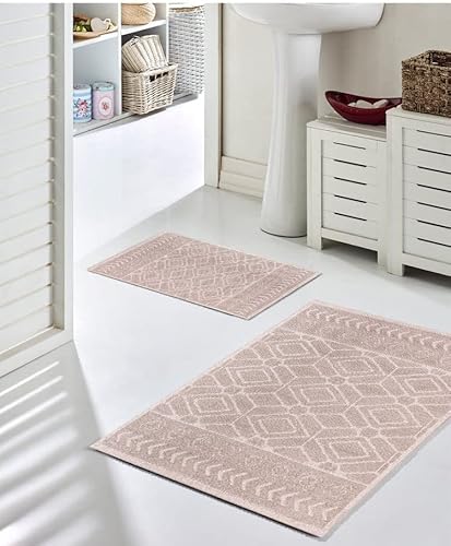 Pasha Home 2er Pack Badematte 2 Stück 40 x 60 cm Autumn Braun/Badteppich aus Baumwolle/weicher Badvorleger rutschfest waschbar/moderner Badvorleger für Badezimmer, Dusche oder Küche von Pasha Home