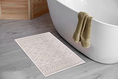Pasha Home 2er und 1er Pack Badematte 60 x 90 cm Autumn Beige/Badteppich aus Baumwolle/weicher Badvorleger rutschfest waschbar/moderner Badvorleger für Badezimmer, Dusche oder Küche von Pasha Home