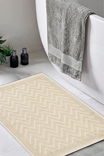Pasha Home 2er und 1er Pack Badematte 50 x 80 cm Summer Beige/Badteppich aus Baumwolle/weicher Badvorleger rutschfest waschbar/moderner Badvorleger für Badezimmer, Dusche oder Küche von Pasha Home