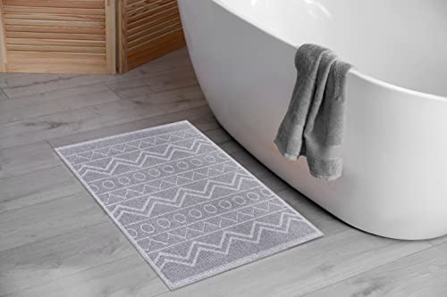 Pasha Home 2er und 1er Pack Badematte 50 x 80 cm Winter Grau/Badteppich aus Baumwolle/weicher Badvorleger rutschfest waschbar/moderner Badvorleger für Badezimmer, Dusche oder Küche von Pasha Home