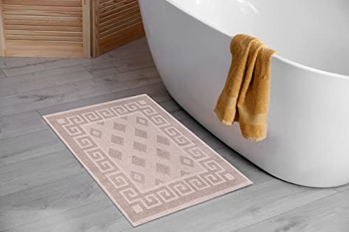 Pasha Home 2er und 1er Pack Badematte 60 x 90 cm Spring Braun/Badteppich aus Baumwolle/weicher Badvorleger rutschfest waschbar/moderner Badvorleger für Badezimmer, Dusche oder Küche von Pasha Home