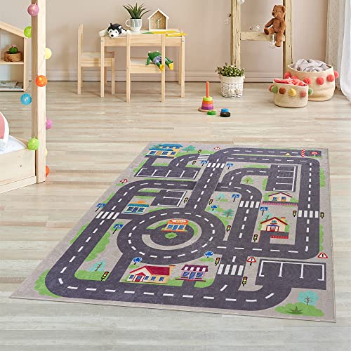 Pasha Home Kinder-Innenmatte aus Weichem Chenille-Stoff – rutschfest und Fleckenbeständig – Spielmatte mit Straßenmuster, 120x180 cm Pasha Home Kinder-Innenmatte aus Weichem Chenille-Stoff – rutschfest und Fleckenbeständig – Spielmatte mit Straßenmuster, 120x180 cm von Pasha Home