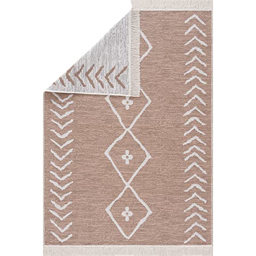 Pasha Home Läufer 60x120 cm Lizbon/Boho Teppich aus Baumwolle für Wohnzimmer, Schlafzimmer, Küche, Bad, Kinderzimmer/Wendbar/Beige von Pasha Home