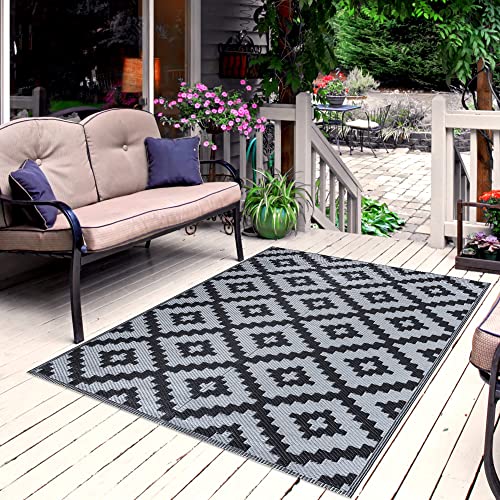 Pasha Home Outdoor Teppich Camellia 150x210 / wendbarer Outdoorteppich 2 in 1 / Outdoor Teppich wetterfest aus Kunststoff/Teppich für Balkon, Terrasse und Außen/Outdoor Teppich Boho von Pasha Home