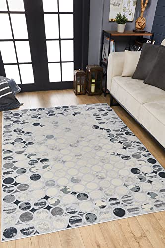 Pasha Home Teppich 120x180 cm Babil/Abstrakt Teppich aus Polypropylen/Kurzflor Teppich für Wohnzimmer, Schlafzimmer, Küche, Kinderzimmer/moderner Teppich grau BB-4 von Pasha Home