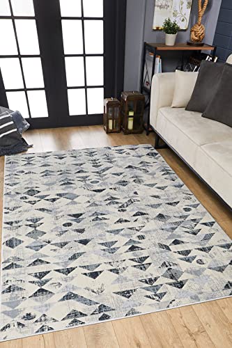 Pasha Home Teppich 160x230 cm Babil/Abstrakt Teppich aus Polypropylen/Kurzflor Teppich für Wohnzimmer, Schlafzimmer, Küche, Kinderzimmer/moderner Teppich grau BB-5 von Pasha Home