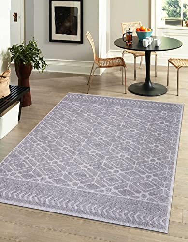 Pasha Home Teppich Läufer 120 x 170 cm - Boho Teppich aus Baumwolle in Grau für Wohnzimmer, Küche oder Bad von Pasha Home