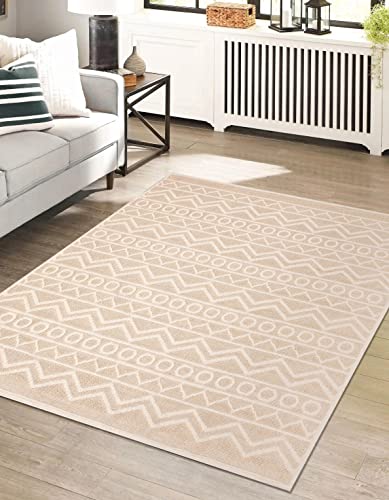 Pasha Home Teppich Läufer 120 x 170 cm Winter Beige/Boho Teppich aus Baumwolle/weicher Teppich Boho Style/moderner Teppich Läufer für Badezimmer, Küche, Wohnzimmer oder Küche von Pasha Home