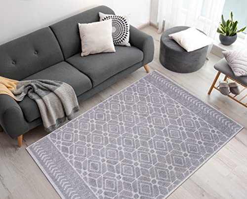 Pasha Home Teppich Läufer 160 x 230 cm Autumn Grau/Boho Teppich aus Baumwolle/weicher Teppich Boho Style/moderner Teppich Läufer für Badezimmer, Küche, Wohnzimmer oder Küche von Pasha Home