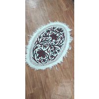 Kashmir Namda Teppich, Oval Teppich, Namda Teppich, Bestickte Teppiche, Namda Teppich von PashminastoreArt