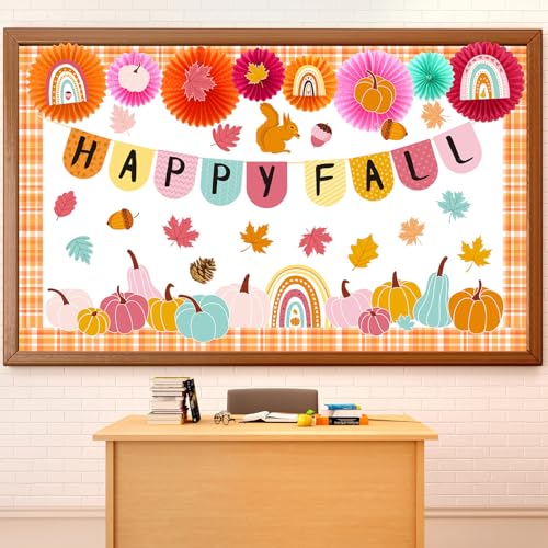 Pasimy Pinnwand mit Papierfächern, Herbst-Ahornblätter, Eichhörnchen, Regenbogen-Ausschnitte, 3D-Anschlagtafel, Herbst-Pinnwand-Set für Herbsternte, Schule, Klassenzimmer, Dekoration Pasimy Pinnwand mit Papierfächern, Herbst-Ahornblätter, Eichhörnchen, Regenbogen-Ausschnitte, 3D-Anschlagtafel, Herbst-Pinnwand-Set für Herbsternte, Schule, Klassenzimmer, Dekoration von Pasimy