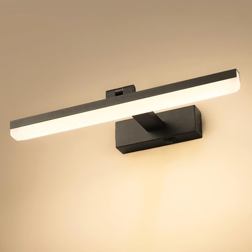 Pasoar 40cm LED Moderne schwarze Badezimmer Eitelkeit Lichter über Spiegel Eitelkeit Beleuchtungskörper für Bad Matt Schwarz Badezimmer Leuchten Neutral Weiß 4000K von Pasoar