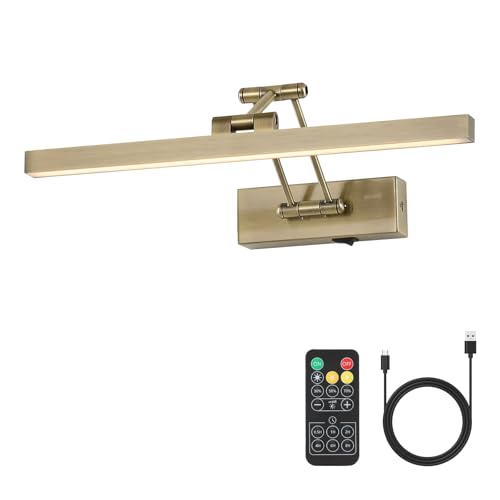 Pasoar Bild Licht Batteriebetriebene Messing 40CM lange wiederaufladbare Wandleuchten Dimmbare LED Bibliothek Licht mit Swing Arm und Timer Funktion Akku Wandleuchte Innen Gold Farbe Pasoar Bild Licht Batteriebetriebene Messing 40CM lange wiederaufladbare Wandleuchten Dimmbare LED Bibliothek Licht mit Swing Arm und Timer Funktion Akku Wandleuchte Innen Gold Farbe von Pasoar
