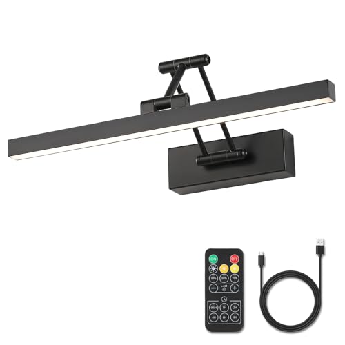 Pasoar Bild Licht Batteriebetriebene schwarze 40CM lange wiederaufladbare Wandleuchten Dimmbare LED Bibliothek Licht mit Swing Arm und Timer Funktion Akku Wandleuchte Innen schwarze Farbe Pasoar Bild Licht Batteriebetriebene schwarze 40CM lange wiederaufladbare Wandleuchten Dimmbare LED Bibliothek Licht mit Swing Arm und Timer Funktion Akku Wandleuchte Innen schwarze Farbe von Pasoar
