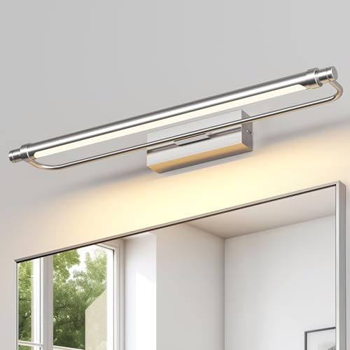 Pasoar LED Spiegelleuchte Bad 60cm,18W IP44 Wasserdichte 180° Rotation Badleuchte Wand Badzimmer Spiegellampe, 1320 Lumen, 4000K, Chrom von Pasoar