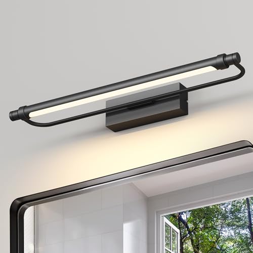 Pasoar LED Spiegelleuchte Spiegellampen für das bad spiegelleuchte badezimmer 50cm, 180° drehbar spiegelleuchte led BadSpiegelschrank Beleuchtung 4000K, einfache Installation Schrankleuchte(Schwarz) von Pasoar