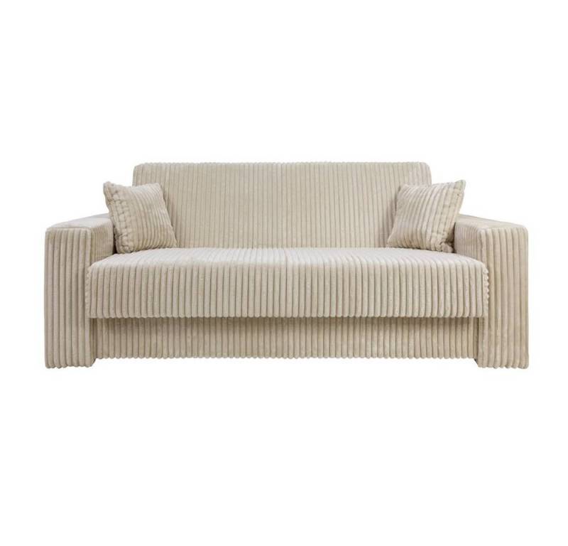 Paspartur Schlafsofa Sofa 2-Sitzer Schlafsessel 219x104x87 cm Gästebett Sofa mit, Schlaffunktion Bonell-Federung Automatik 180x191 cm Bettkasten von Paspartur