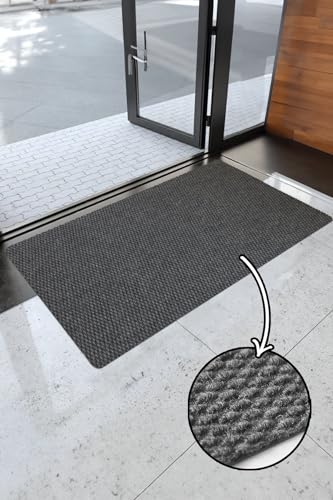 Paspas Yap Staub- und feuchtigkeitsentfernende Fußmatte für den Innen- und Außenbereich, wasserabweisend (Grau, 80x150) von Paspas Yap