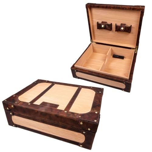 Passatore Humidor - Leder braun, Nietendesign für ca. 25 Zigarren von Passatore