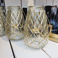 Glasvase Windlicht Blumenvase Dekovase Vase Gold Wohndeko von PassiFloraTrends