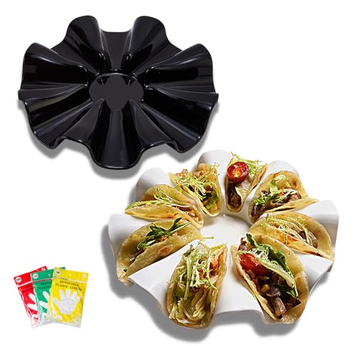 Keramik-Taco-Halter, Tablett, Porzellan, Teller, Karussell, für 8 Schalen, perfekt für Burritos und Tortillas von Passionfans