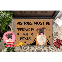 Personalisierte Boxer Hund Fußmatte, Individuelle Besitzer Willkommensmatte, Housewarminggeschenk Abschlussgeschenk Für Mama, Haustier Frühlingsdekor von PassionifyCO