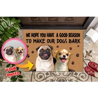 Personalisierte Hunde Foto Fußmatte, Lustige Haustier Bild Willkommen Matte, Hund Bellen Warnschild Türmatten, Benutzerdefinierte Auf von PassionifyCO
