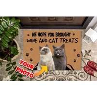 Personalisierte Willkommens-Fußmatte Mit Dem Foto Ihrer Katze, Individuelles Katzengesichtbild Auf Eingangsteppich, Lustiges Katzenmattengeschenk von PassionifyCO