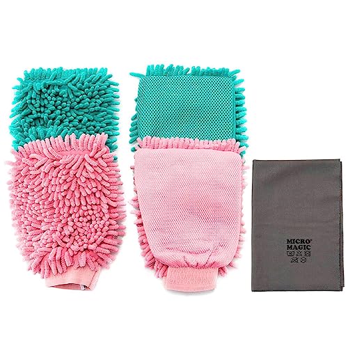 Pastaclean® Korallen Reinigungshandschuhe, Mikrofaser Handschuhe - Extrem saugstarker Waschhandschuh, 5tlg. von Pastaclean
