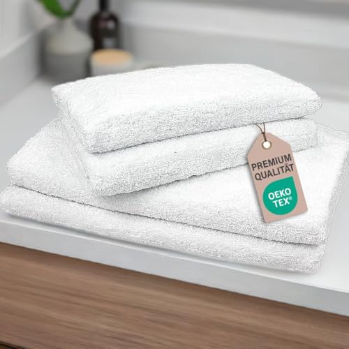Pastaclean® Mikrofaser Handtücher Set (Weiß) 4 teilig - 2X Badetuch 70x140 cm + 2X Handtuch 50x100 cm - Saugstark & Sanft zur Haut von Pastaclean
