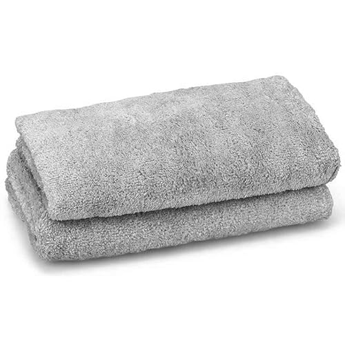 Pastaclean Mikrofaser Handtuch 2er-Pack Größe 50x100 cm - Antibakteriell, schnell trocknend und extra saugstark (Hellgrau) von Pastaclean