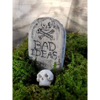 Bad Vibes Schlechte Ideen Friedhof Kopfstein Grabstein Zement Topf Pflanze Garten Dekoration von PastelAlienShop