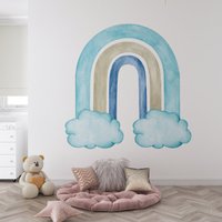 Blauer Regenbogen Wandtatz, Abnehmbarer Kinderzimmer Wandtatko, Jungen Wanddeko, Spielzimmer Dekor, Babyzimmer Baby Jungenzimmer Dekor von PastelArtPrintables