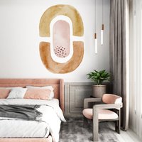 Boho Aufkleber Pastellfarben Für Wohnzimmer, Wandtattoo Ablösbar, Abstrakte Wandaufkleber, Pastell Töne Wandtattoo, Mid Century von PastelArtPrintables