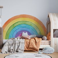 Große Regenbogen Wandtattoo, Wandtattoo Regenbogen, Wandbild Selbstklebende Abziehbilder, Babyzimmer Geschenk, Baby Shower Pastell Abziehbilder von PastelArtPrintables