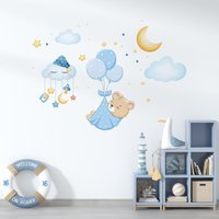 Niedlicher Bär Wandtattoo, Wandtattoo Babyzimmer, Baby Shower, Kinderzimmer, Tier von PastelArtPrintables