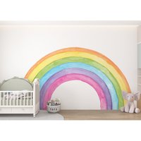 Pastell Regenbogen Wandtattoo, Wandtattoo Abnehmbar, Kinderzimmer Wanddekor, Aquarell Aufkleber, Wandaufkleber Kinder, Schälen Und Stick Aufkleber von PastelArtPrintables