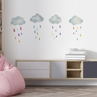 Regenbogen Wolken Wandtattoo, Modernes Kinderzimmer Dekor, Abnehmbares Aquarell Wandkunst, Moderne Dekor von PastelArtPrintables